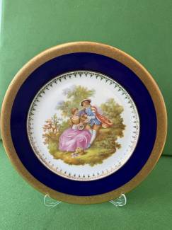 Antika Fransız Limoges 28cm Dekoratif Tabak Fragonard Desen