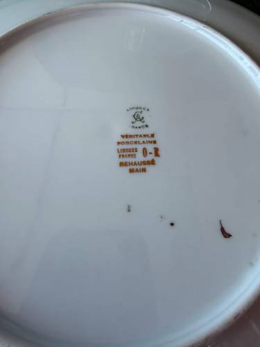 Antika Fransız Limoges 28cm Dekoratif Tabak Kabartma Fragonard Desen - 2