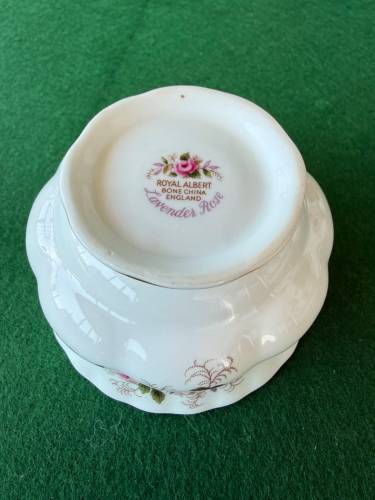 Antika İngiliz Porselen Royal Albert Lavander Rose Şekerlik Bone China 5cm - 1