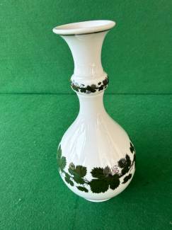 Antika Meissen Alman Vazo Yeşil Yapraklı 18cm
