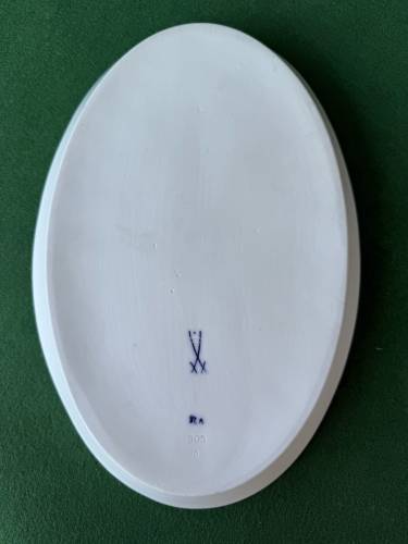 Antika Meissen Porselen Tabak 28cm Yaprak Desenli - 3