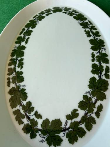 Antika Meissen Porselen Tabak 28cm Yaprak Desenli - 1