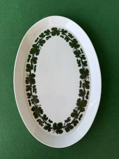Antika Meissen Porselen Tabak 28cm Yaprak Desenli