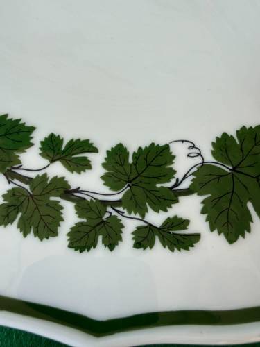 Antika Meissen Porselen Yuvarlak Tabak Yaprak Desenli 32cm - 1