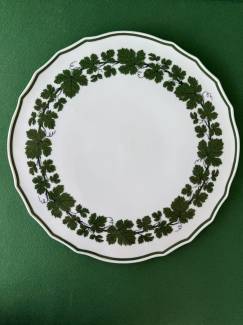 Antika Meissen Porselen Yuvarlak Tabak Yaprak Desenli 32cm