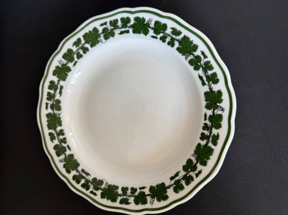 Antíka Orjinal Meissen Alman Porcelen Tabak 20cm Yeşil Asma Yapraklı - 3