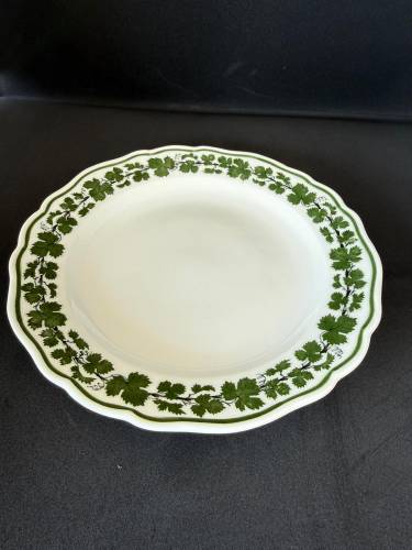 Antíka Orjinal Meissen Alman Porcelen Tabak 18cm Yeşil Asma Yapraklı - 0
